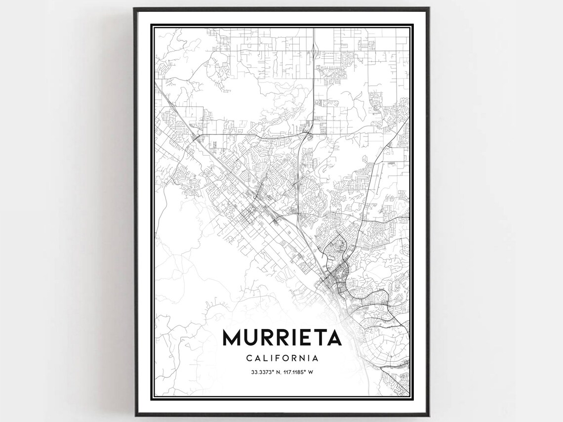Murrieta Map Poster, California Street Decor