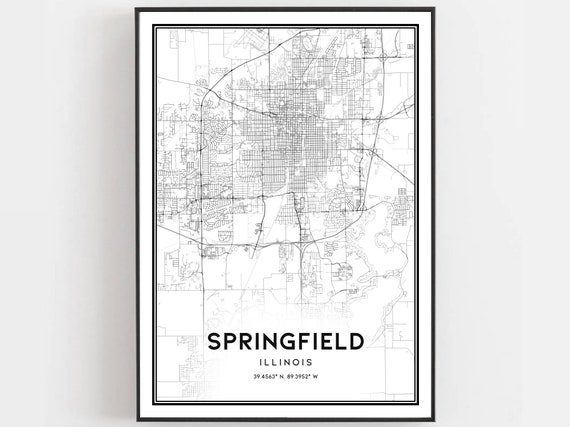 Springfield Map Poster, Illinois Street Decor