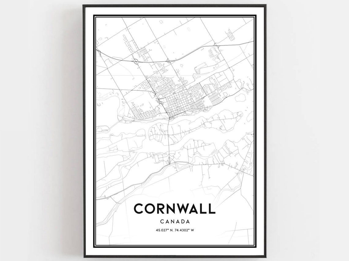 Cornwall Map Print Poster Wall Art City Street Decor Road Gift B1417