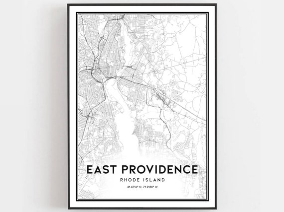 East Providence Map Poster, Rhode Island Street Decor