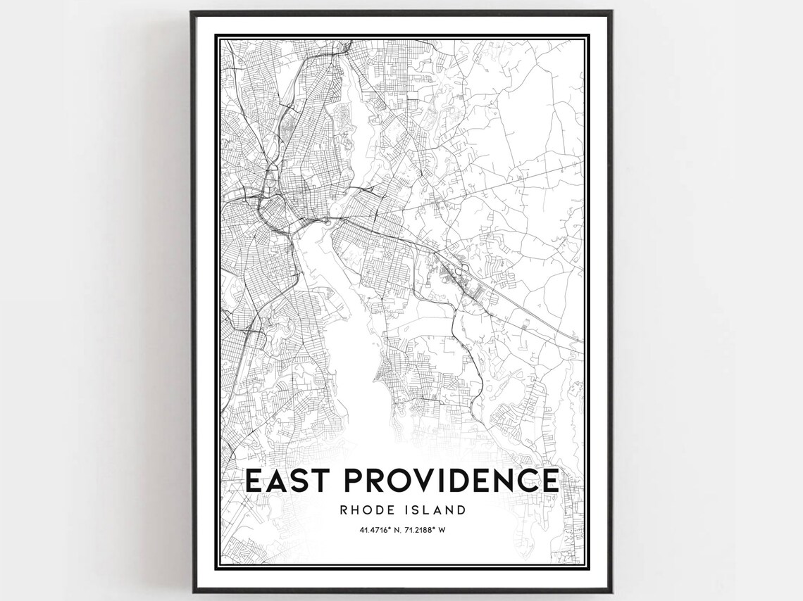 East Providence Map Poster, Rhode Island Street Decor