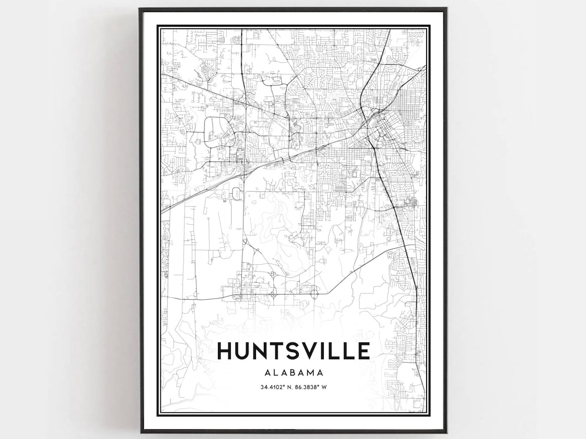 Huntsville Map Print, Alabama Street Decor