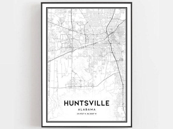 Huntsville Map Print, Alabama Street Decor
