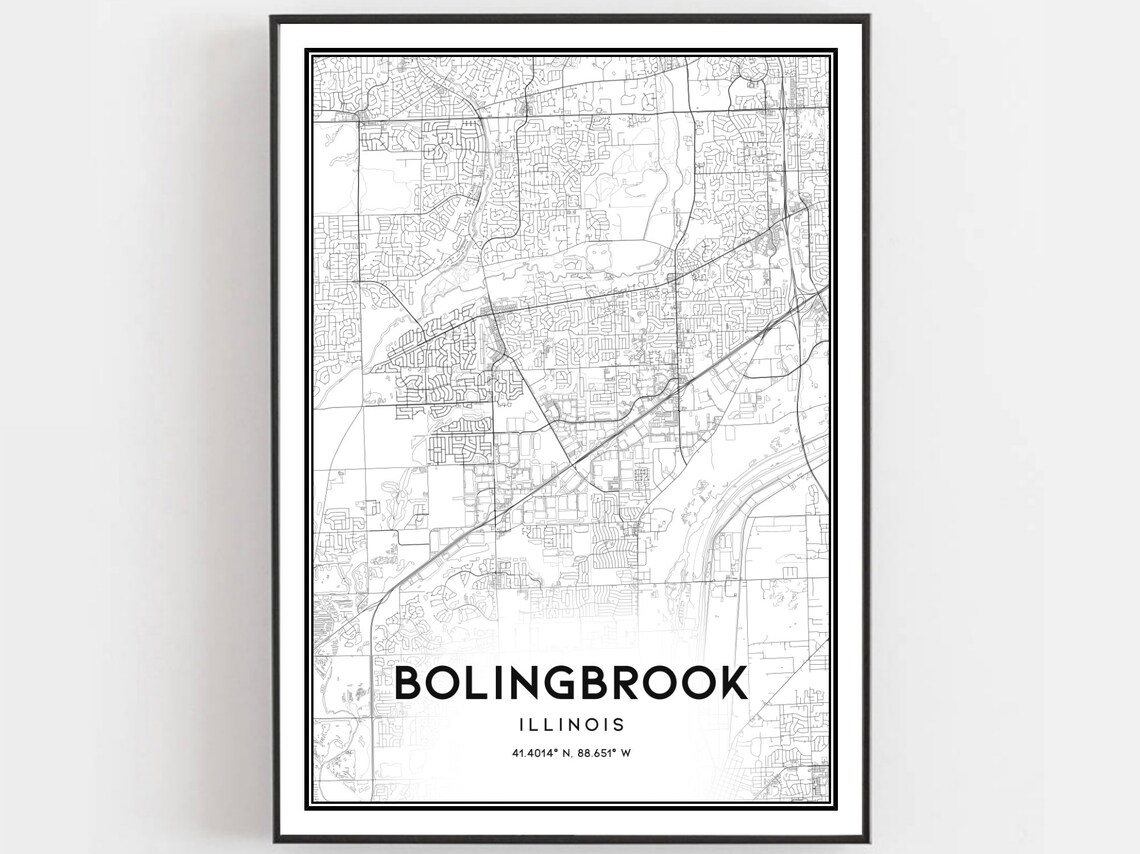 Bolingbrook Illinois Street Map Minimalist Black and White Poster