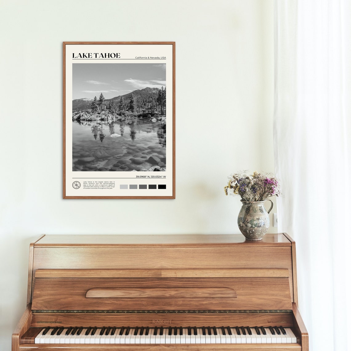 Black And White Lake Tahoe Print Lake Tahoe Wall Art Lake Tahoe Poster Lake Tahoe Photo Lake Tahoe Poster Print Lake Tahoe Decor - Image 2