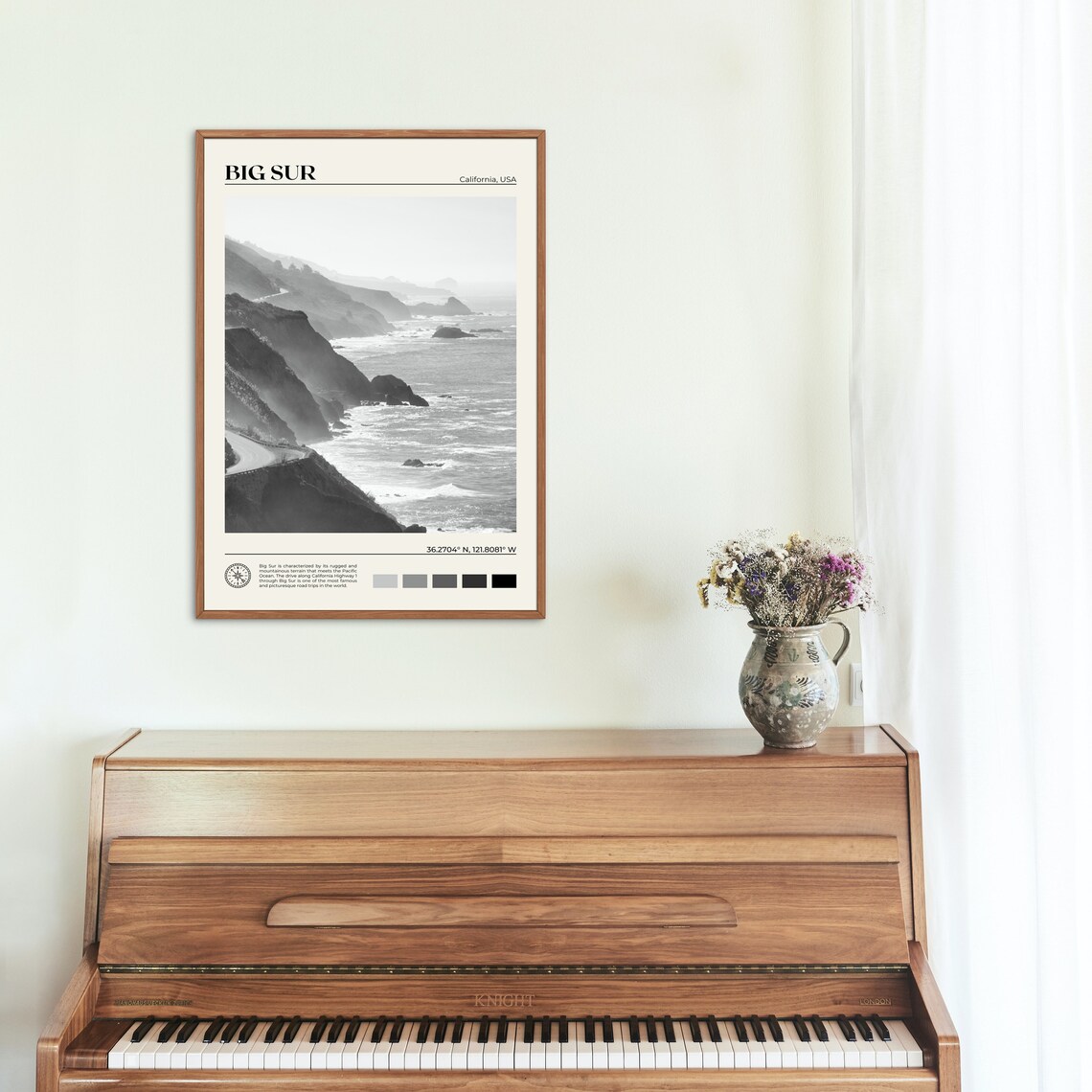 Black and White Big Sur Travel Poster, California - Image 2
