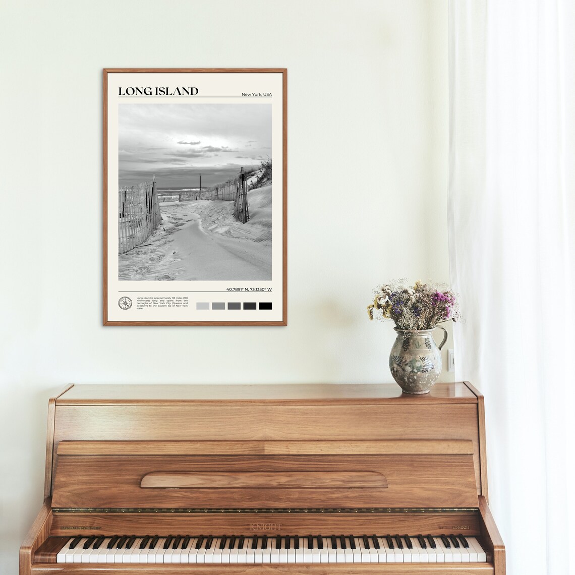 Black and White Long Island Art Print, Coastal Decor - Image 2