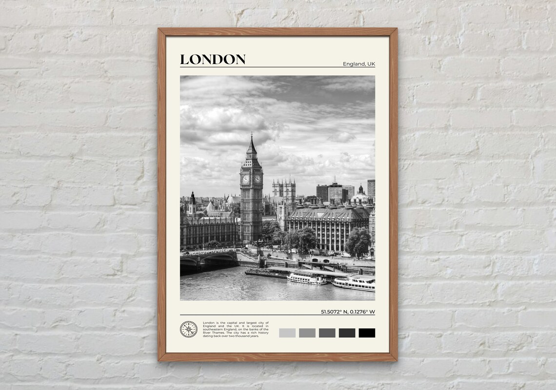 London Black And White Travel Poster, England