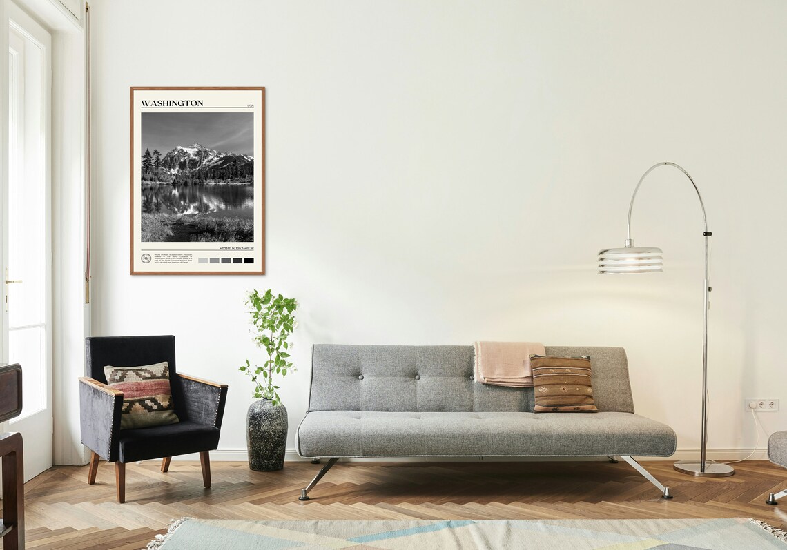 Black And White Washington Poster, Wall Art Print - Image 3