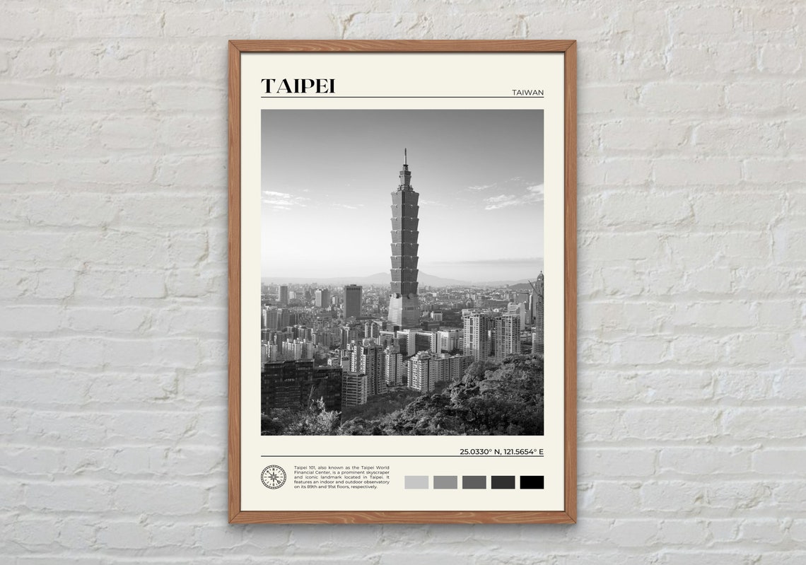 Black And White Taipei Print Taipei Wall Art Taipei Poster Taipei Photo Taipei Poster Print Taipei Wall Decor Taiwan Poster Print