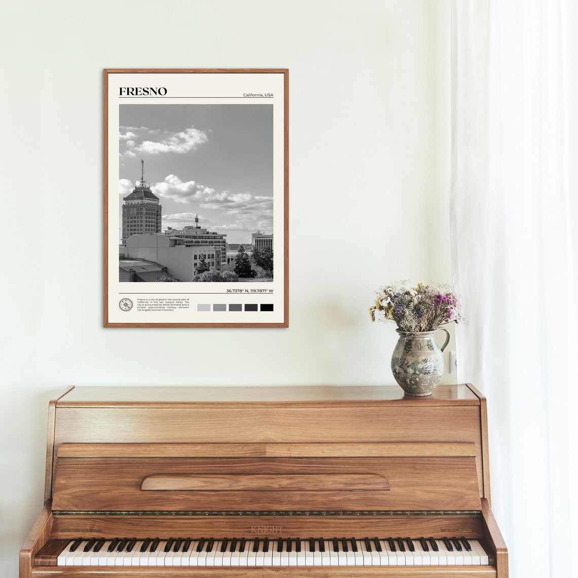 Black And White Fresno Print Fresno Wall Art Fresno Poster Fresno Photo Fresno Poster Print Fresno Wall Decor California Poster - Image 2