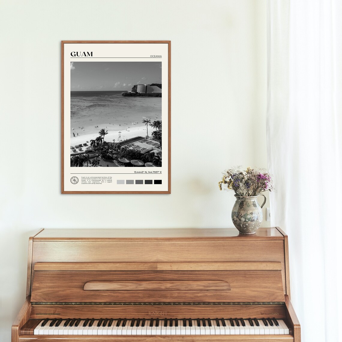 Guam Black and White Travel Poster, Oceania Art - Image 2
