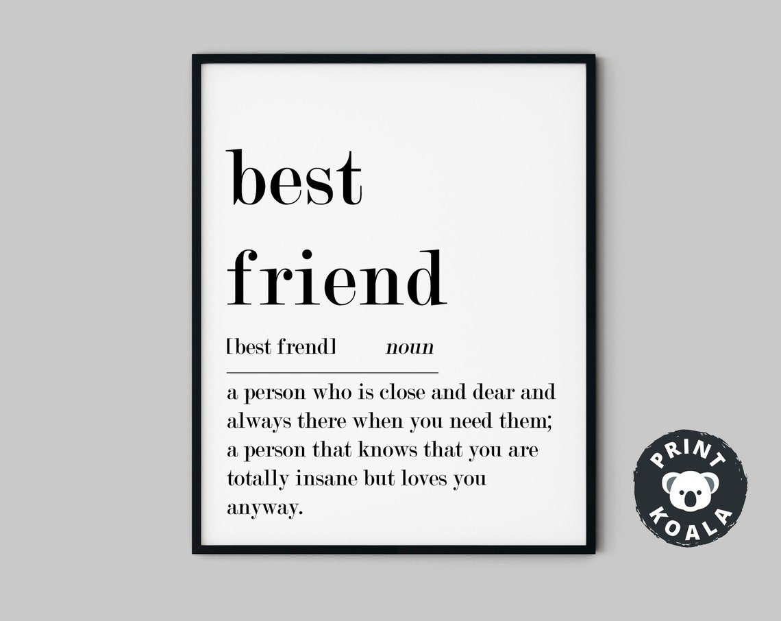 Best Friend Definition Print Friendship Gift Dictionary Wall Decor Art