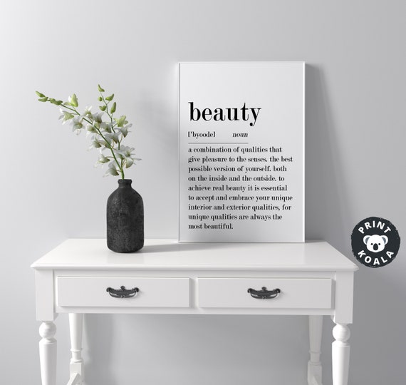 Beauty Definition Print Dictionary Art Print Wall Art Quote Prints Minimalist Poster Definition