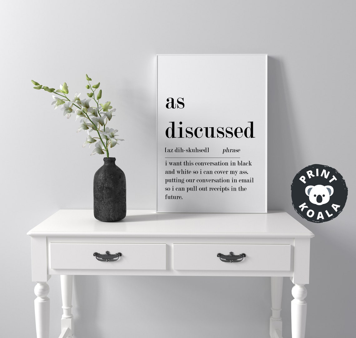 As Discussed Funny Office Phrase Definition Email Humor Wall Poster - Image 3