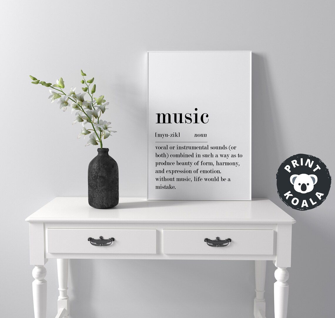 Music Definition Noun Meaning Inspirational Typography Musician Wall Poster - Image 3