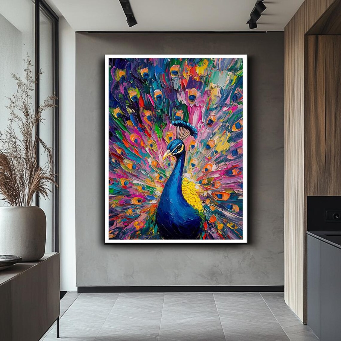 Vibrant Peacock Art Print, Modern Wildlife Decor - Image 2