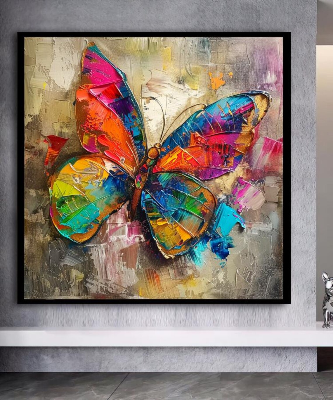 Colorful Abstract Butterfly Impasto Painting Vibrant Nature Art Poster - Image 2