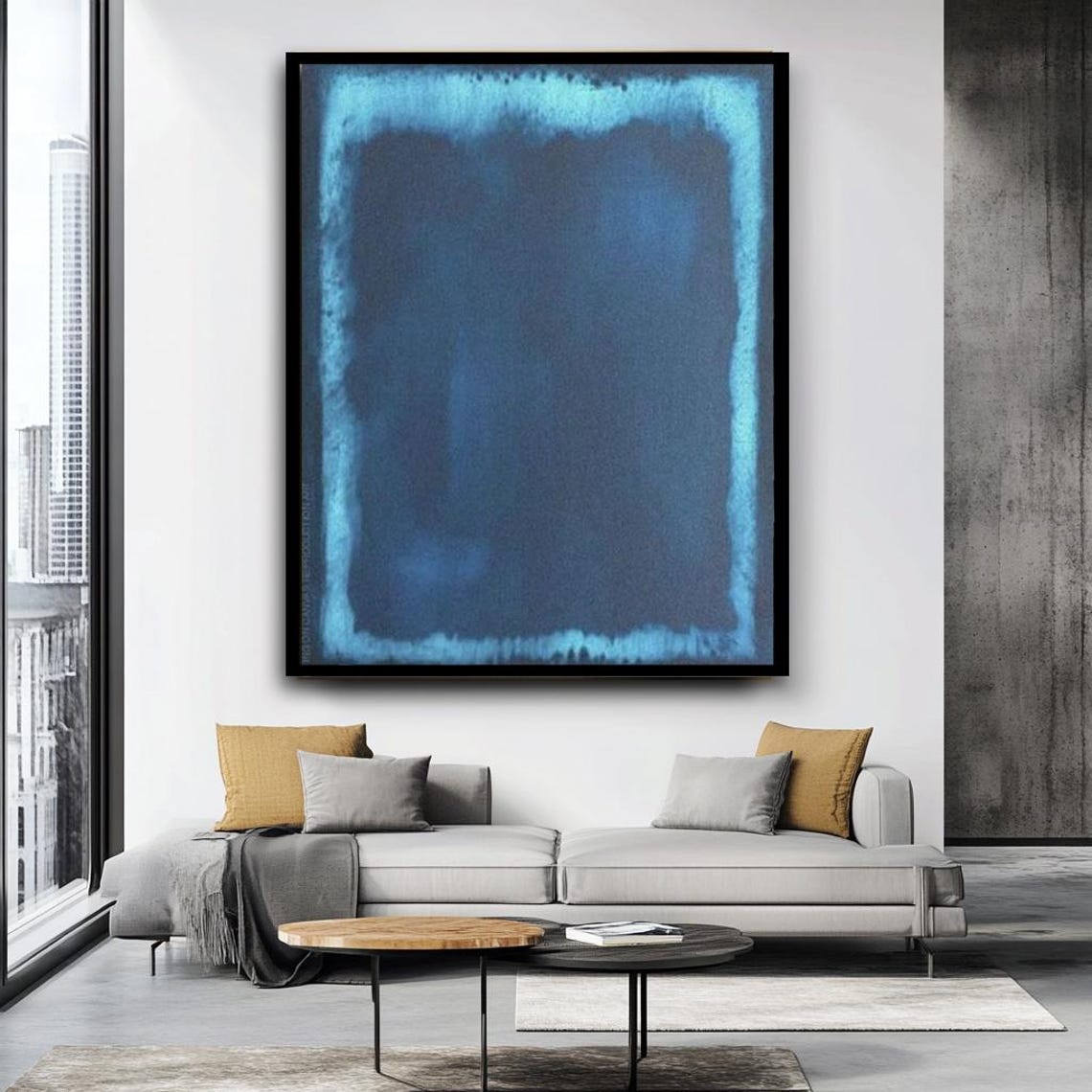 Deep Blue Color Field Abstract Minimalist Calm Modern Wall Art - Image 4