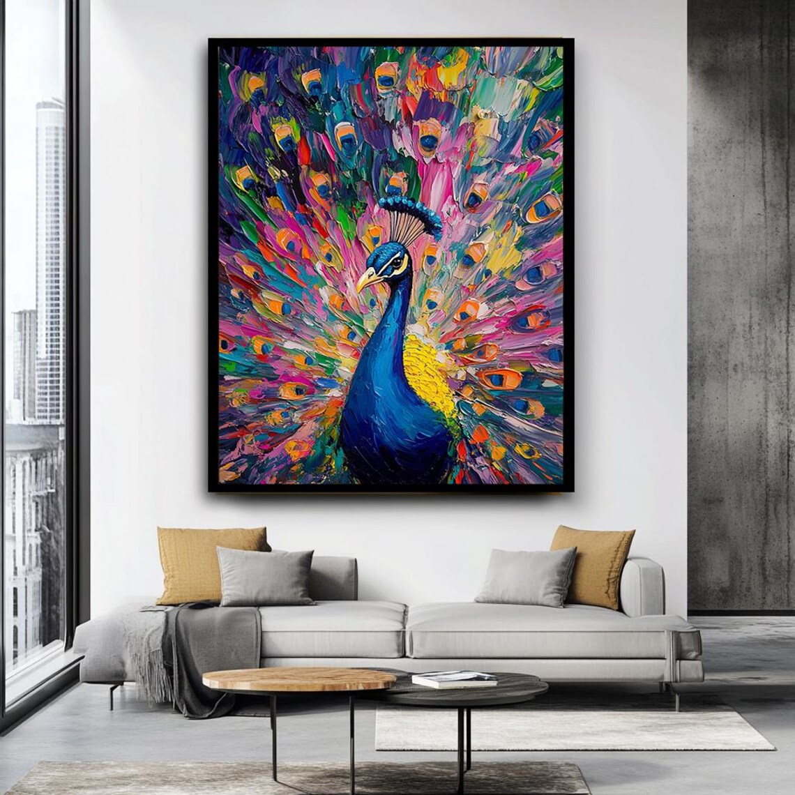 Vibrant Peacock Art Print, Modern Wildlife Decor - Image 3