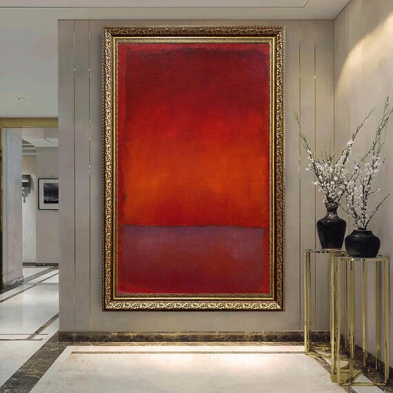 Abstract Red Orange Purple Canvas Wall Art Rothko Style Print Modern Color Field Painting Minimalist Home Decor