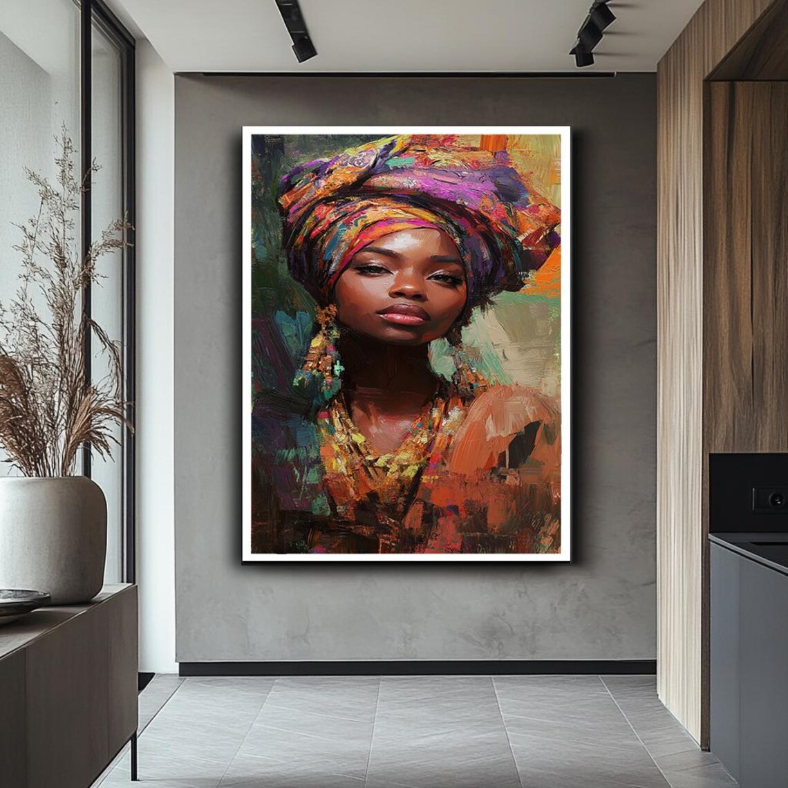 Vibrant African Woman Portrait Colorful Headwrap Cultural Art Poster - Image 2