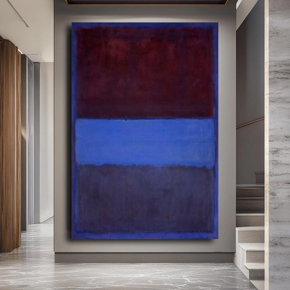 Mark Rothko Style Deep Burgundy Blue Color Field Abstract Poster