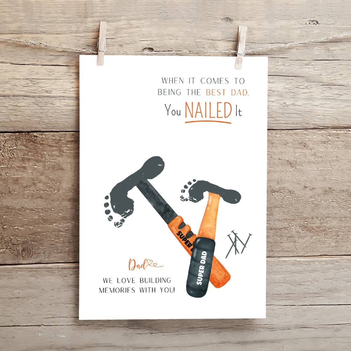 Footprint Craft For Dad, Keepsake Art Print - Image 3