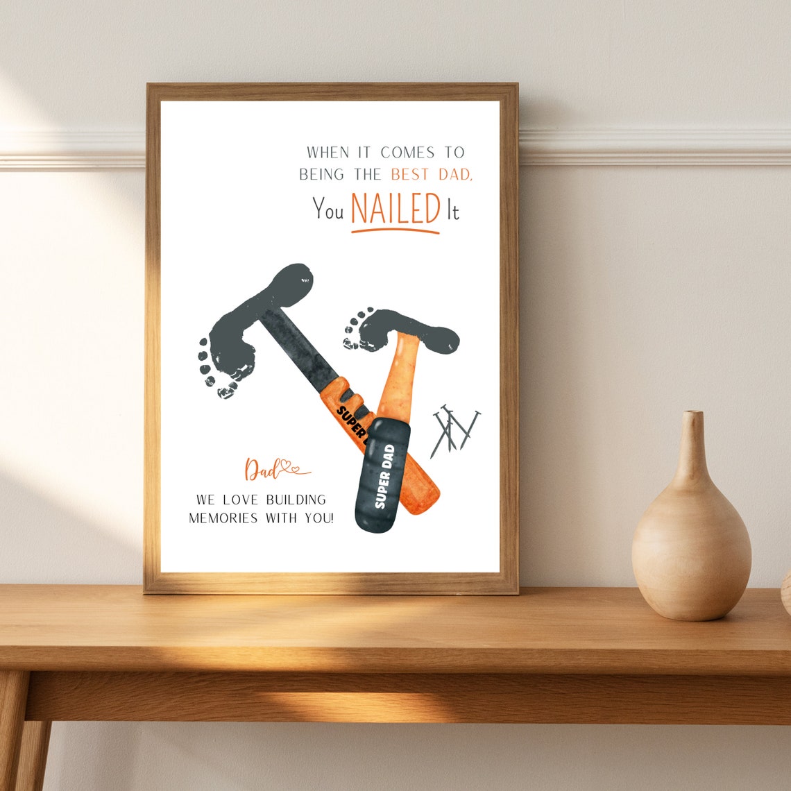 Footprint Craft For Dad, Keepsake Art Print - Image 2