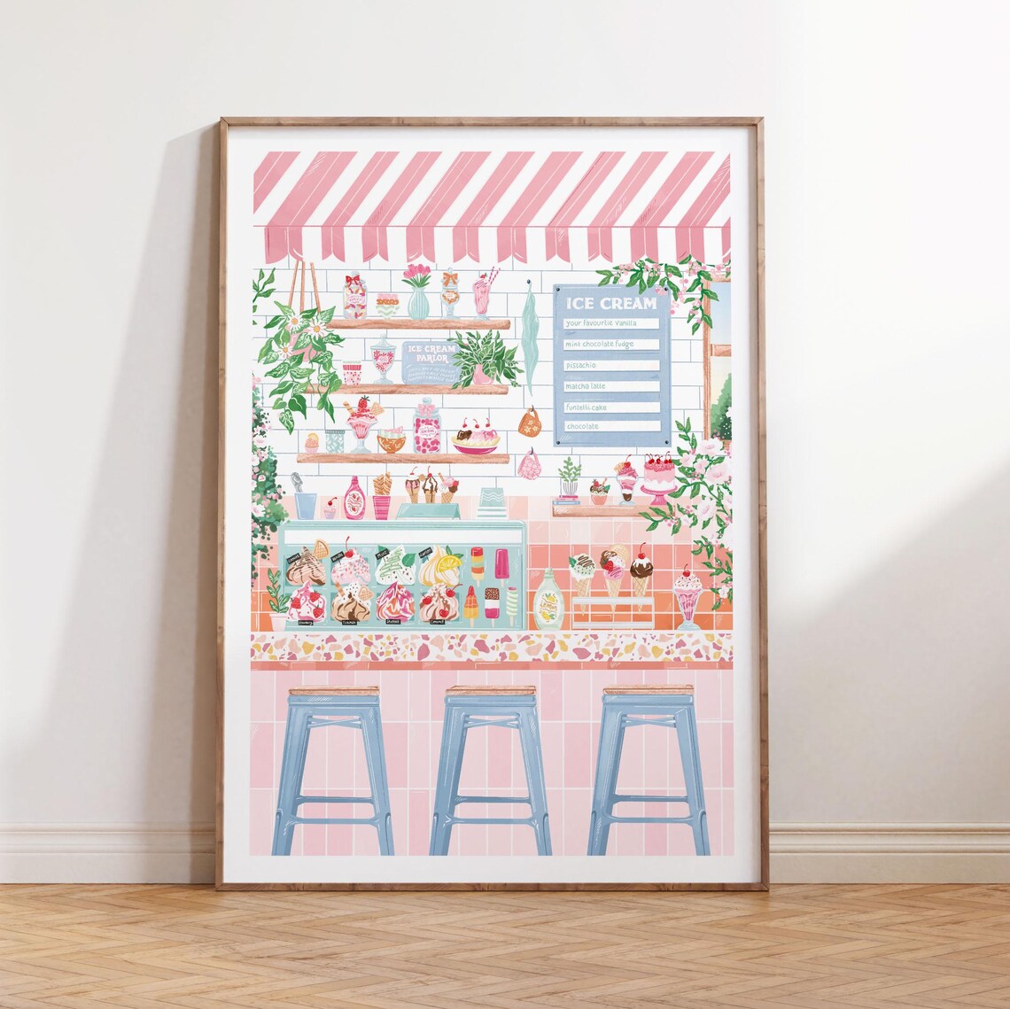 Ice Cream Bar Gelato Kitchen Print, Cottage Core