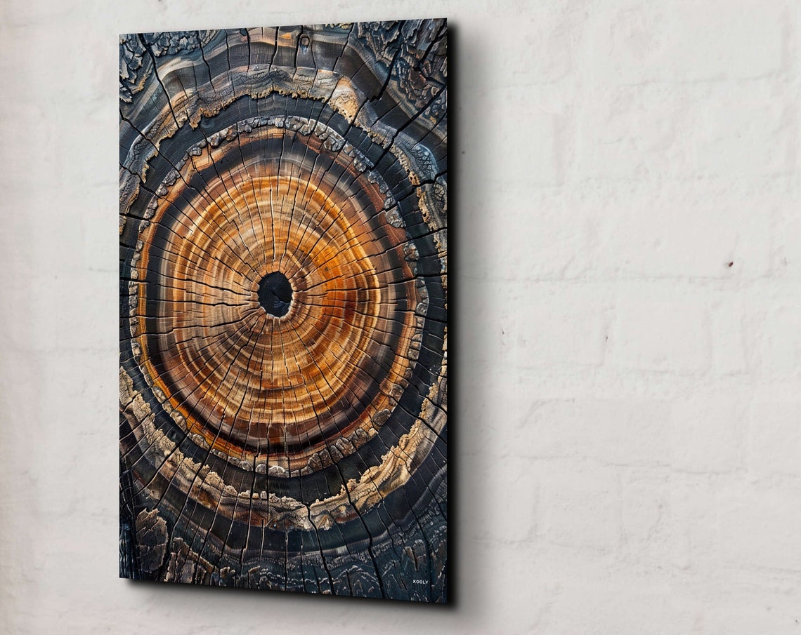 Ancient Tree Ring Cross Section Warm Amber Wood Grain Poster
