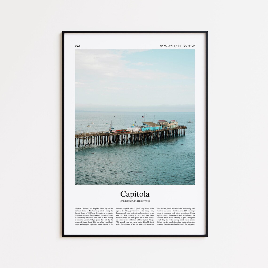 Capitola California Monterey Bay Wooden Pier Seaside Photo Poster