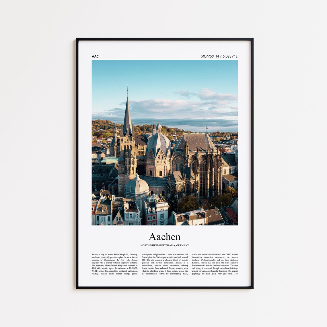 Aachen Germany Historic Cathedral City Aerial Photo Travel Poster
