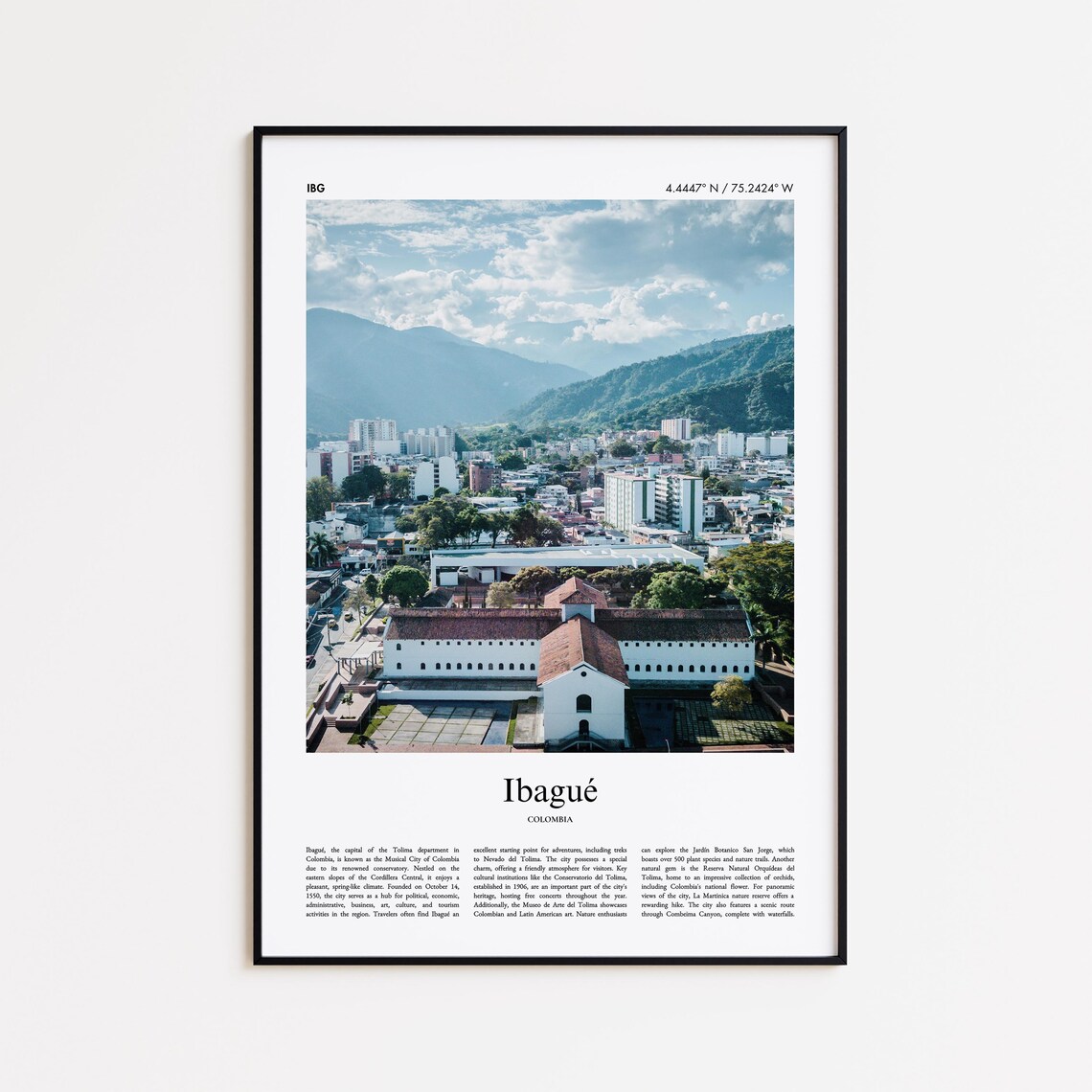 Ibagué Colombia City Valley Mountains Tolima Travel Photo Poster
