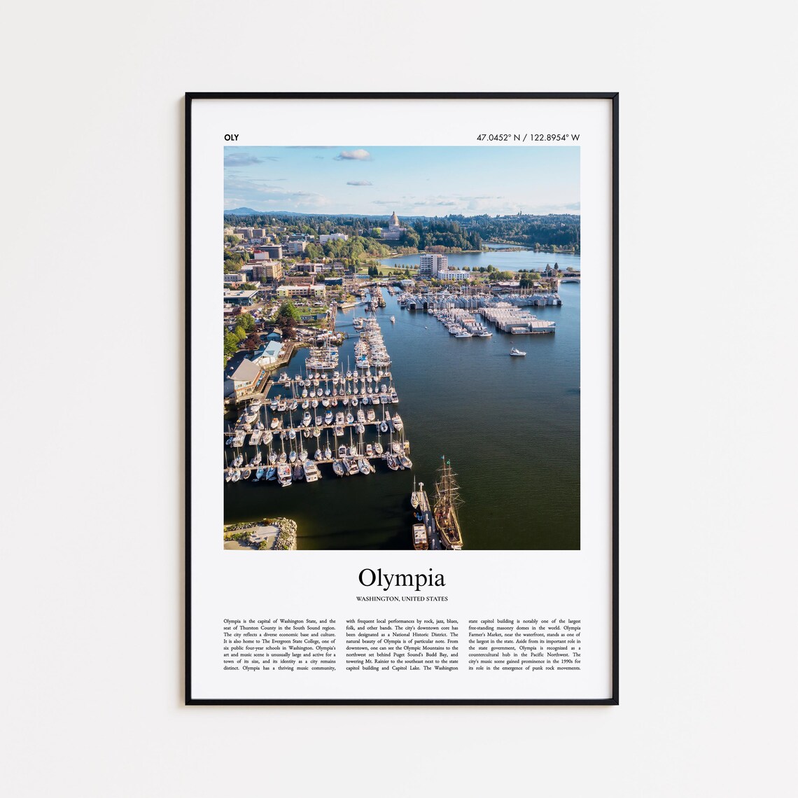 Olympia Washington Capitol Harbor Marina Photo Travel Poster