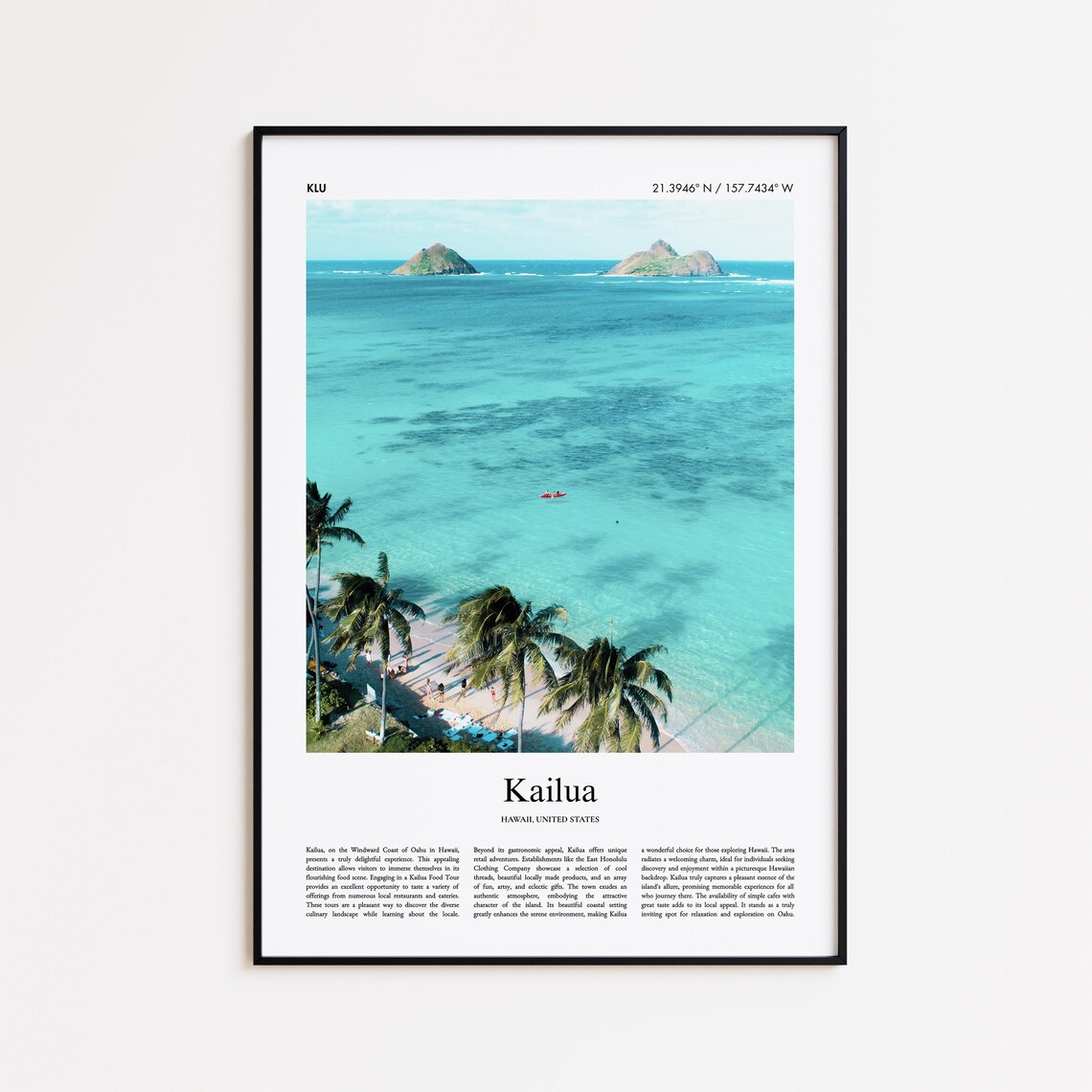 Kailua Hawaii Turquoise Bay Palm Beach Twin Islands Photo Poster