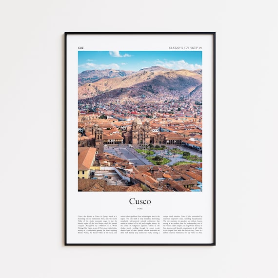 Cusco Color Print Real Photo Poster Travel Gift Peru Minimal City Wall Art