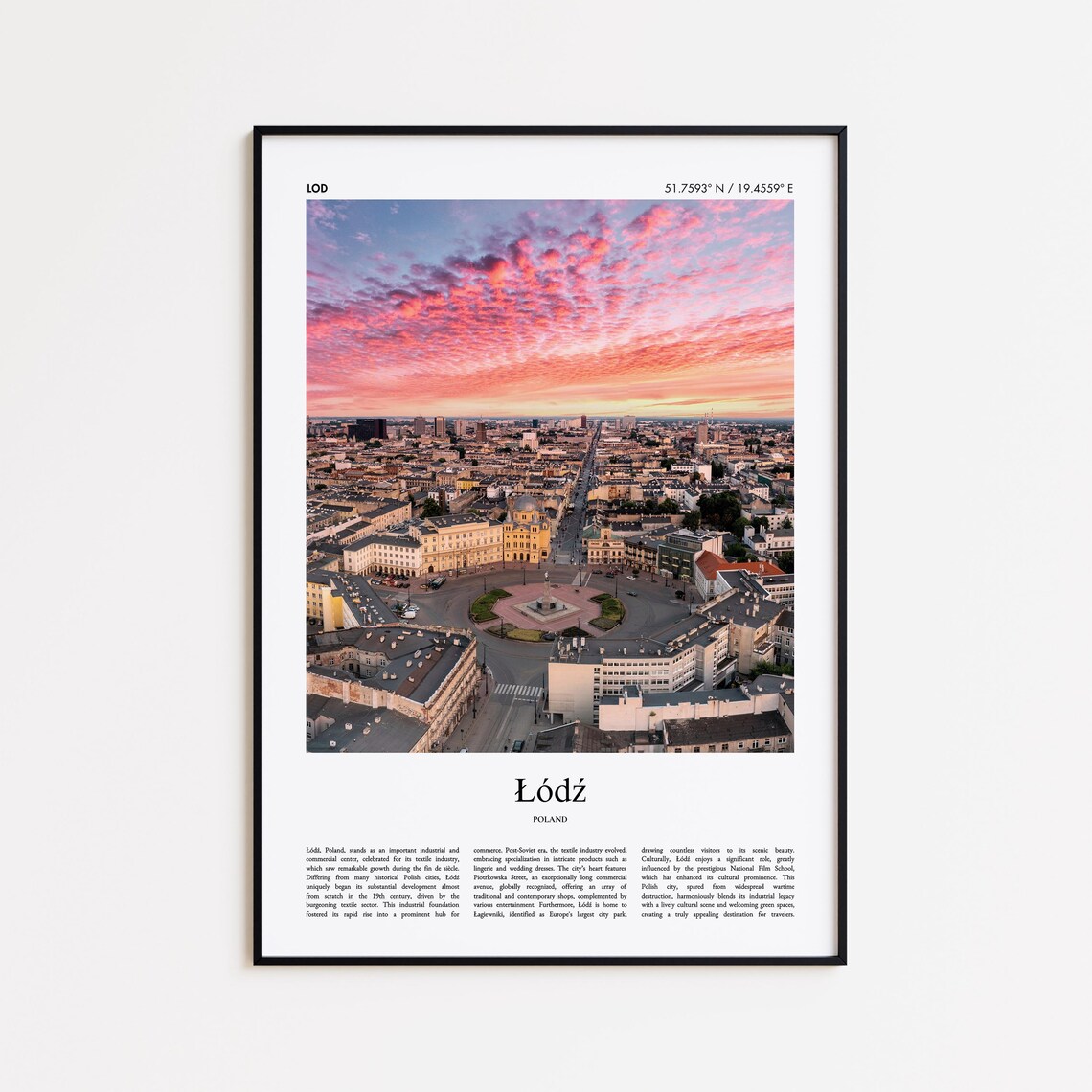 Lodz Poland Sunset Cityscape Skyline Travel Photography Poster