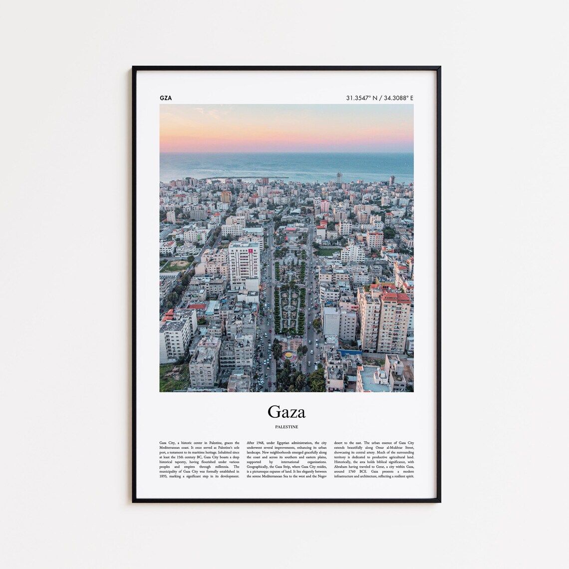 Gaza Palestine Mediterranean Coast Aerial City View Photo Poster