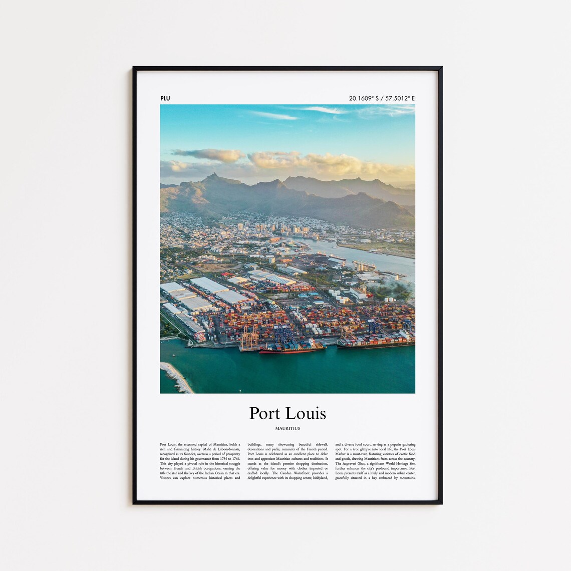 Port Louis Mauritius Harbor Aerial Mountain Bay Poster Decor