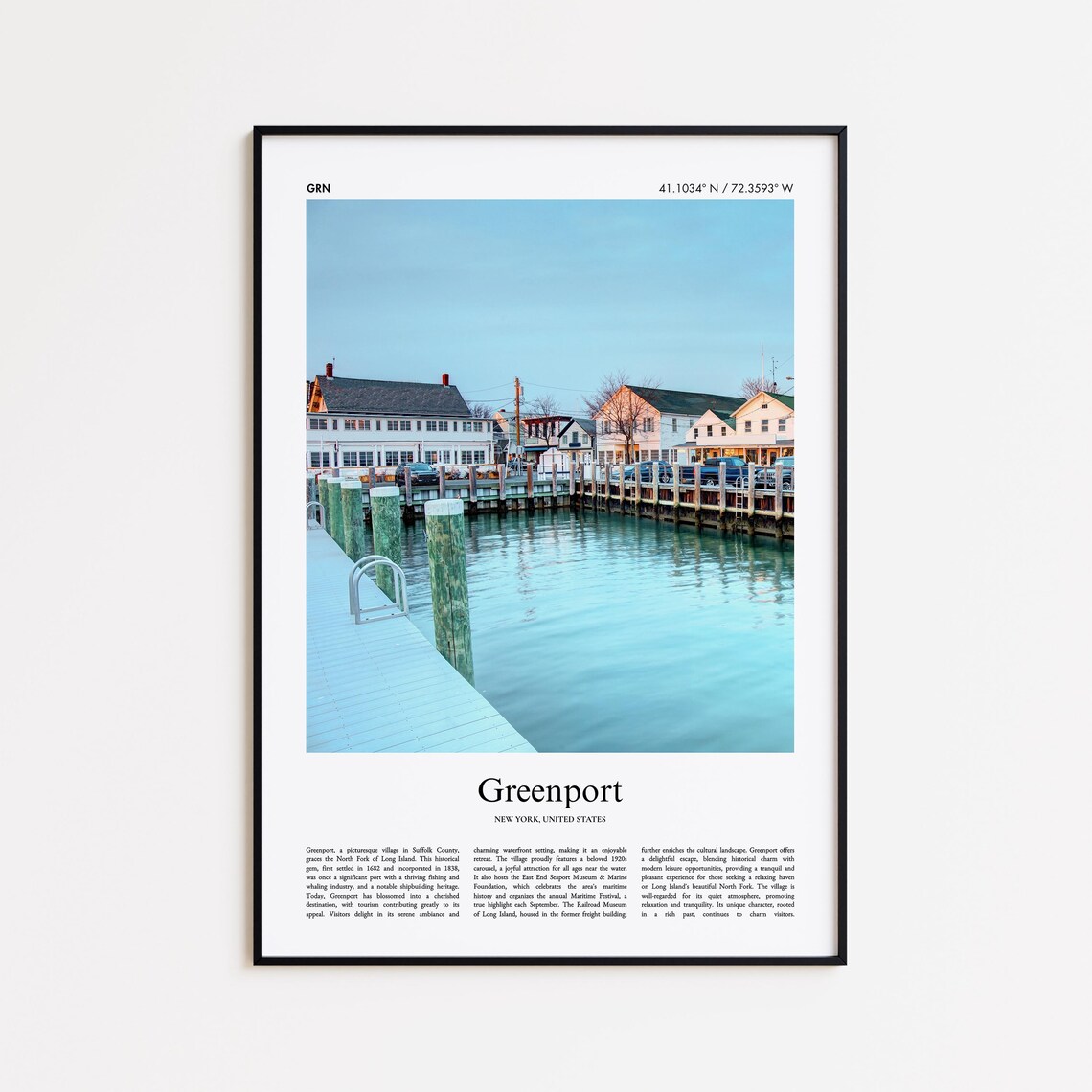 Greenport New York Waterfront Marina Village View Travel Poster