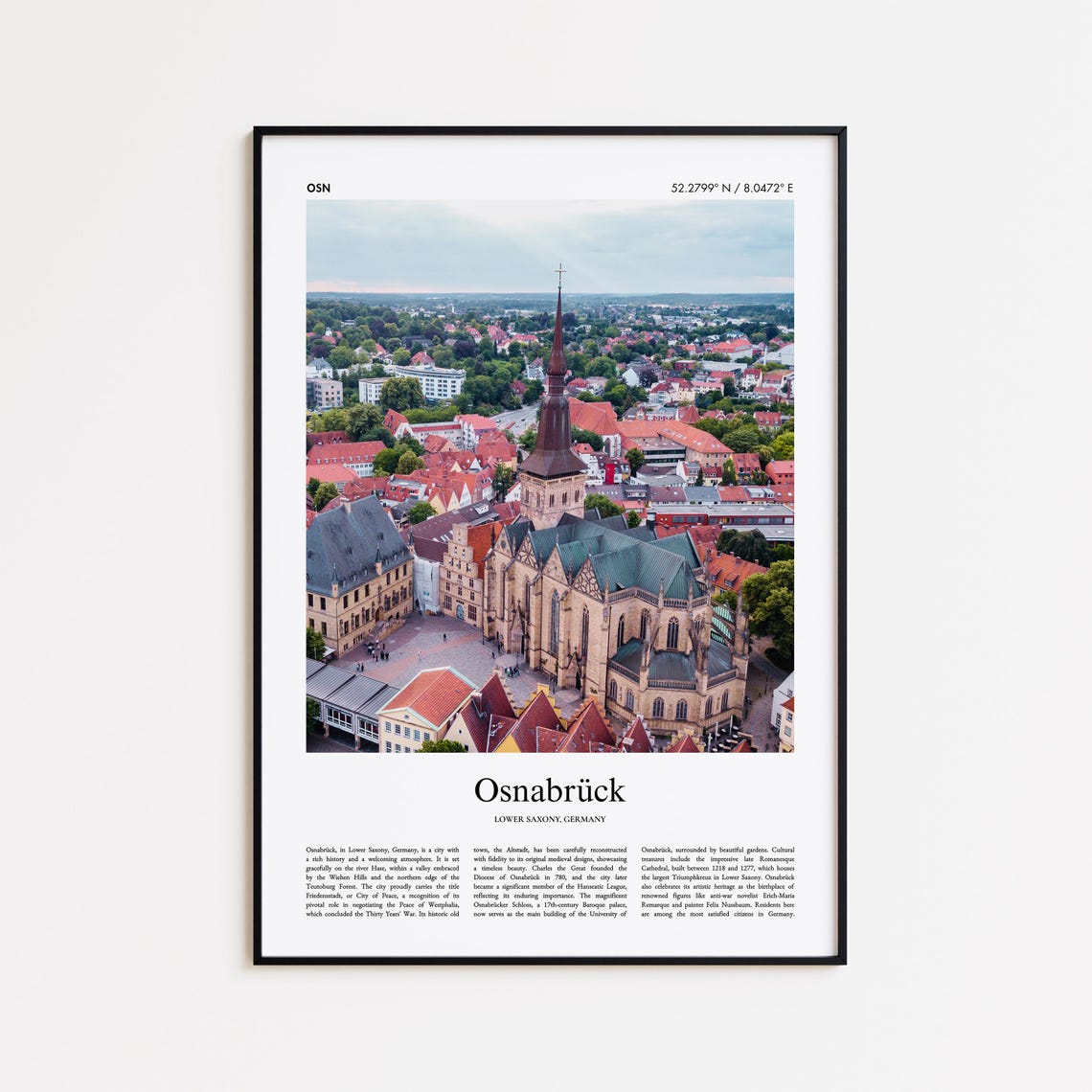 Osnabrück Lower Saxony Germany Cathedral Cityscape Travel Photo Poster