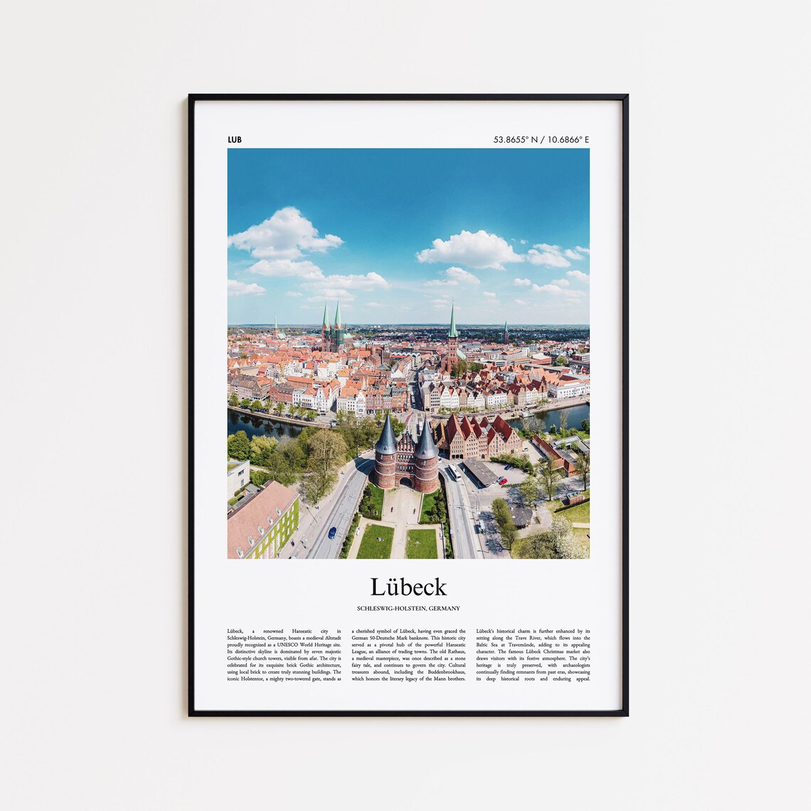 Lubeck Schleswig Holstein Germany Old Town Aerial Photo Poster