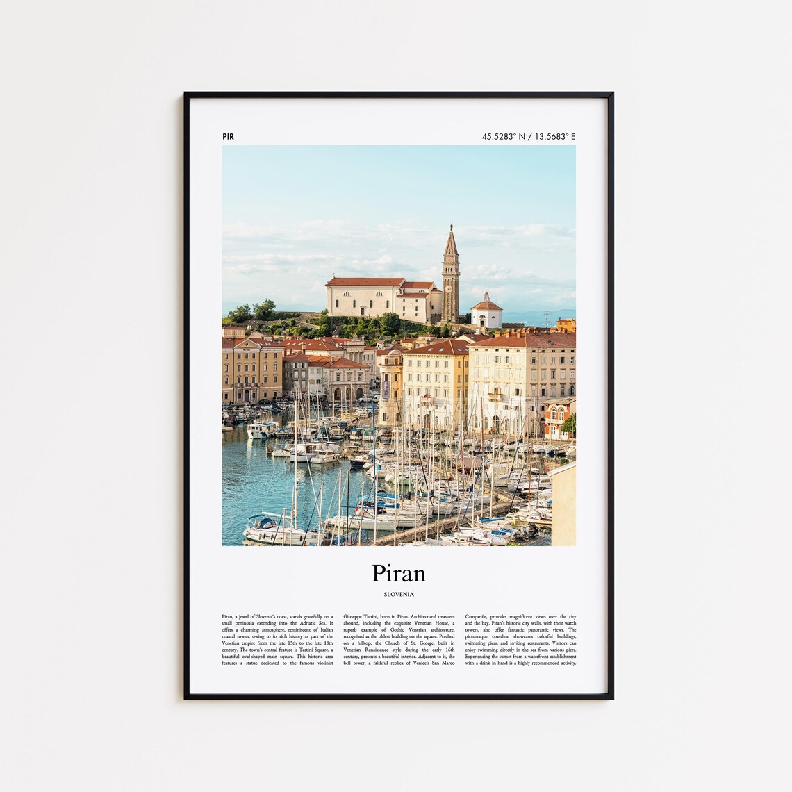 Piran Slovenia Adriatic Coastal Town Harbor Sailboats Travel Poster
