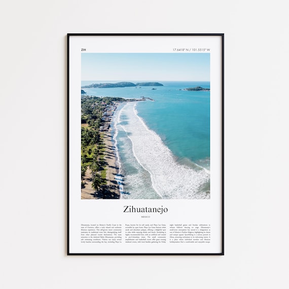 Zihuatanejo Color Print Real Photo Poster Travel Gift Mexico Minimal City