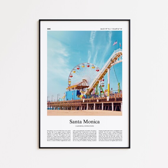 Santa Monica California Pier Ferris Wheel Beach Photo Poster
