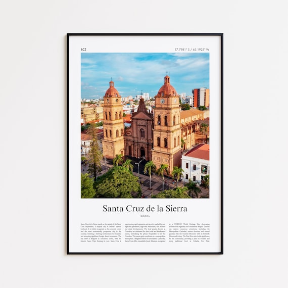 Santa Cruz de la Sierra Bolivia Cathedral City Travel Photo Poster