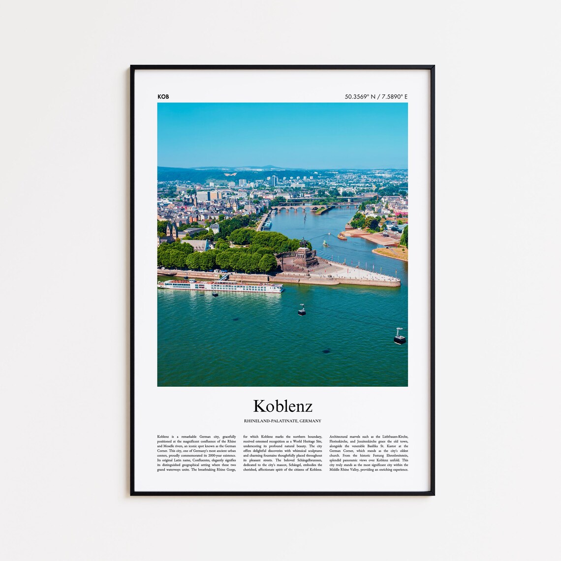 Koblenz Color Print, Rhineland-Palatinate Travel Poster