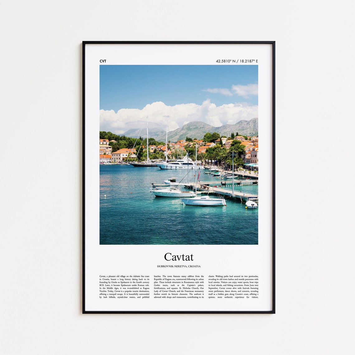Cavtat Croatia Adriatic Marina Sailboats Photo Travel Poster