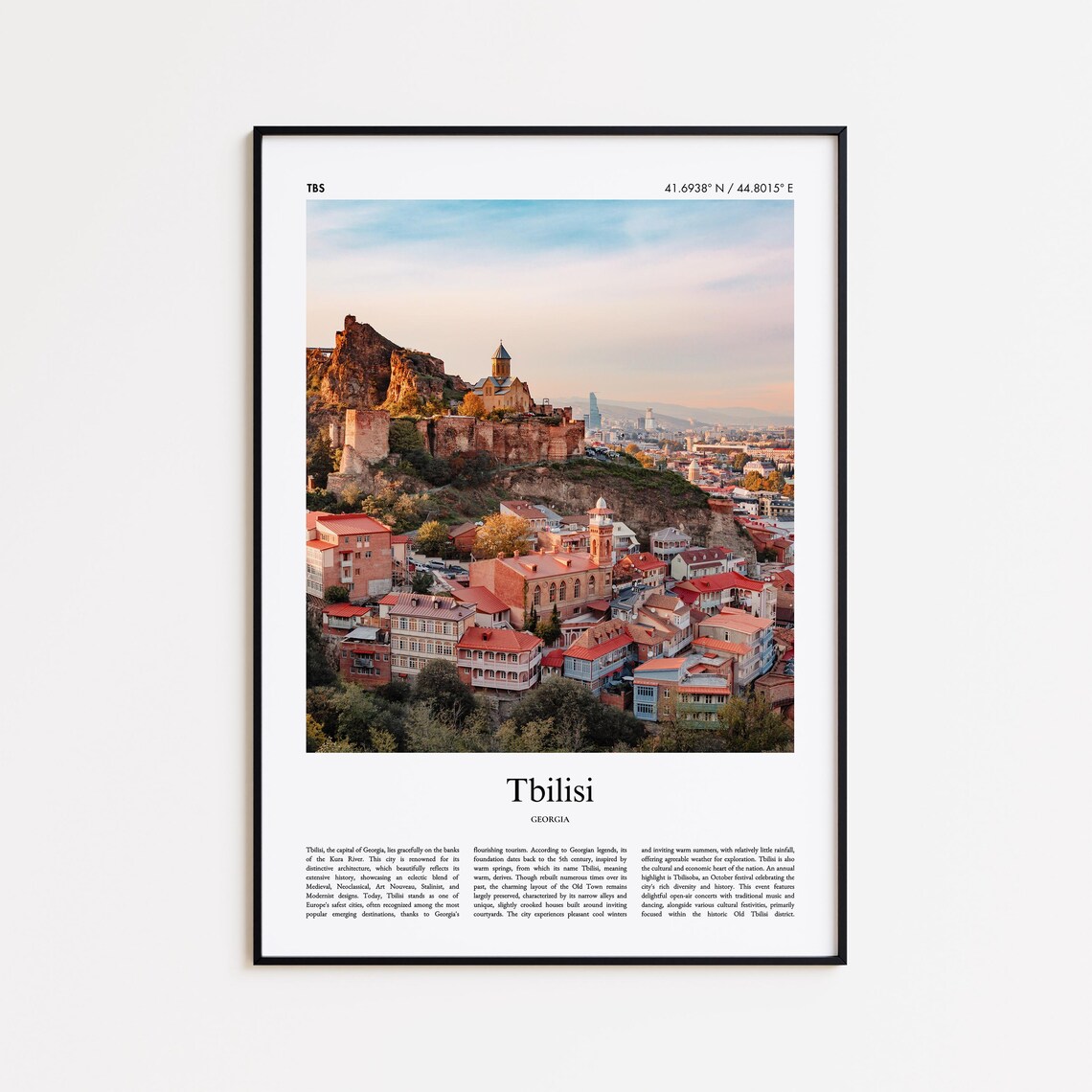 Tbilisi Georgia Old Town Fortress Sunset View Photo Travel Poster